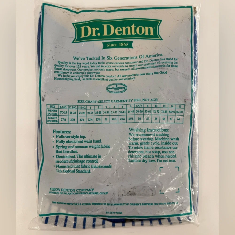 Vintage Dr. Denton Kids PJ’s‎ Pajamas Baseball 2T